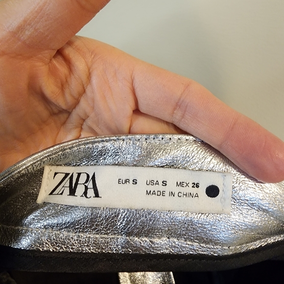 Zara Metallic Icon Silver Glam Galactic Pants Skinny Jeans Women’s Size 26 - Picture 6 of 6